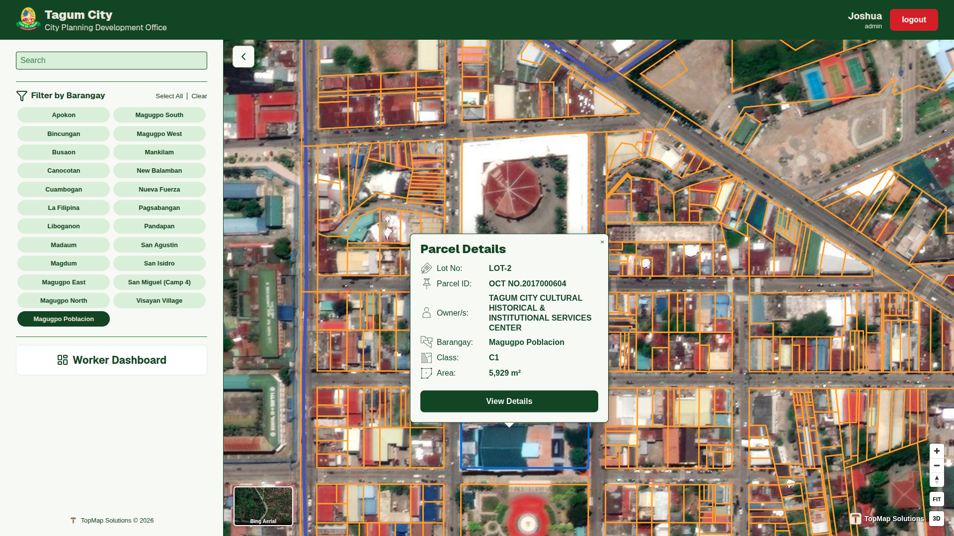 Parcel mapping workspace